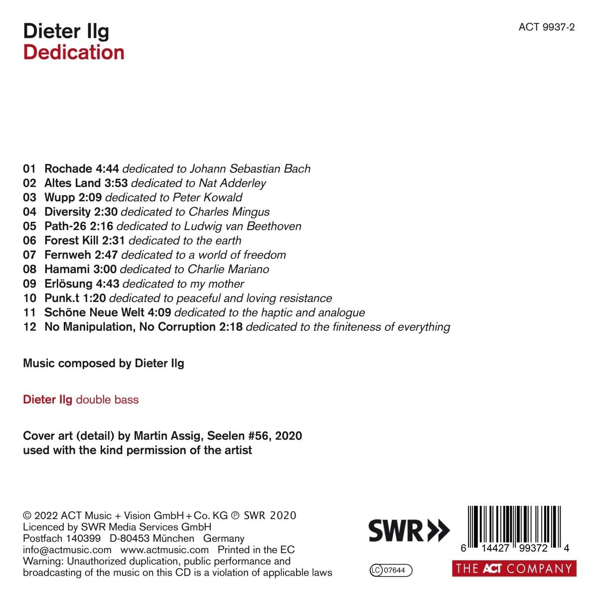 Dieter ilg - Dedication - CD
