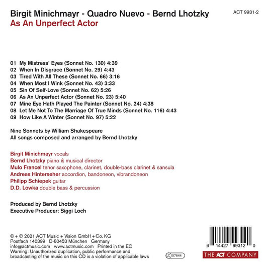 Birgit Minichmayr - As An Unperfect Actor - CD